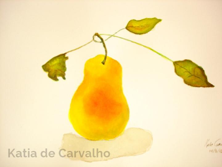 8) Fruit poire aquarelle 30x20cm